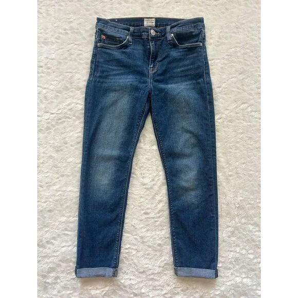 Hudson Natalie Mid-Rise Straight Ankle Cuff Jeans Size 29 Med Wash EUC - Picture 2 of 7
